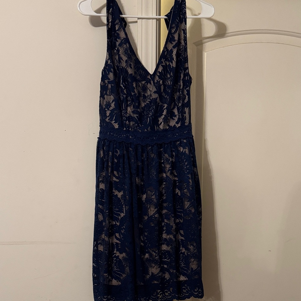 Elegant Navy Lace Dress
